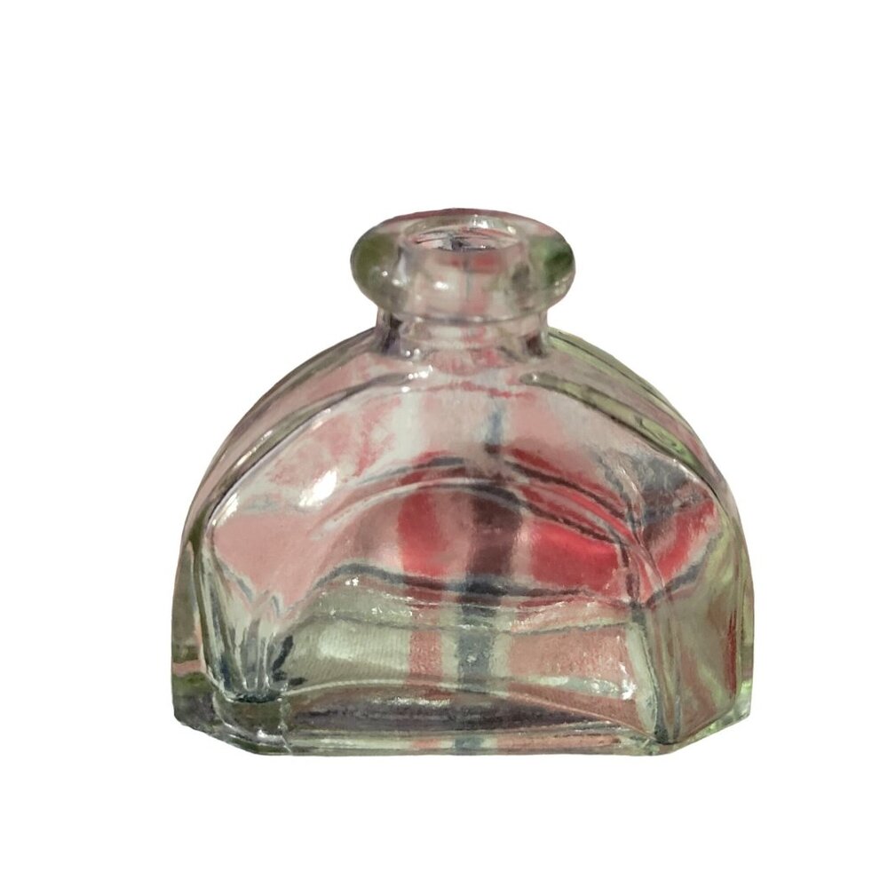 Vintage Clear Glass Inkwell Bottle Oblong Squat Rolled Top